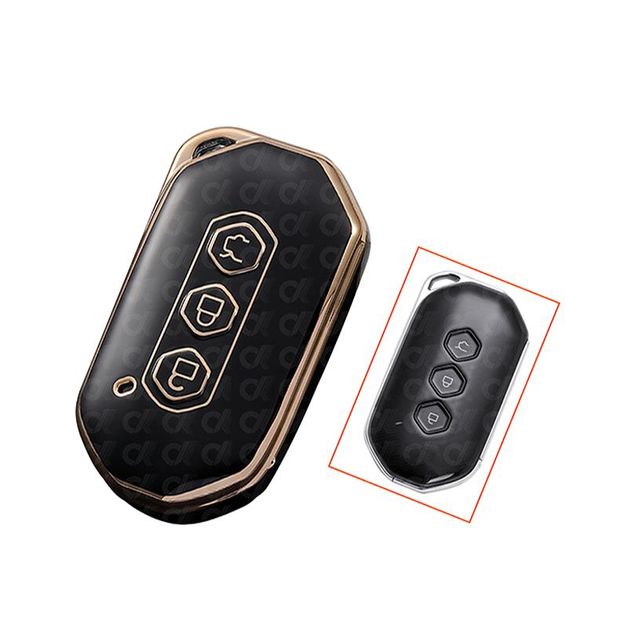 Nano High Quality Cover for Wuling Smart Remote Key 3 Buttons Black Color